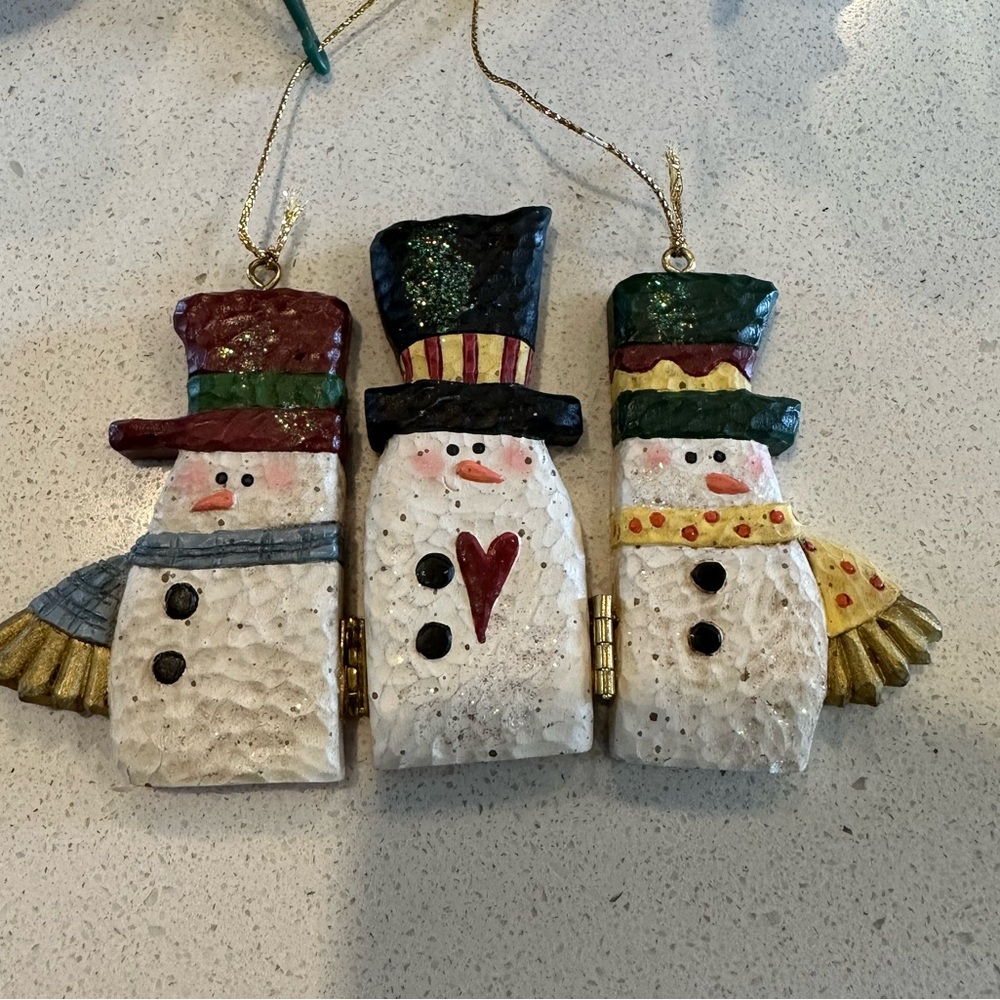 Set of three snowmen ornaments